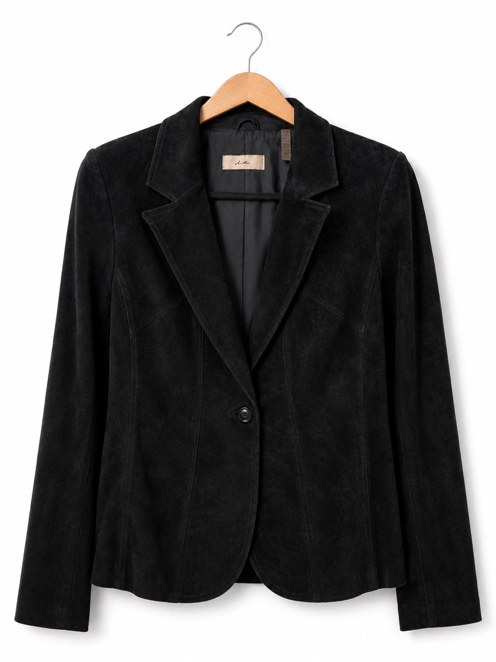 i.e. Black Suede Blazer Jacket Women’s Small Single Button Career Chic Classic